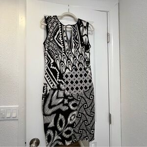 Black and White Patterned Women's Dress